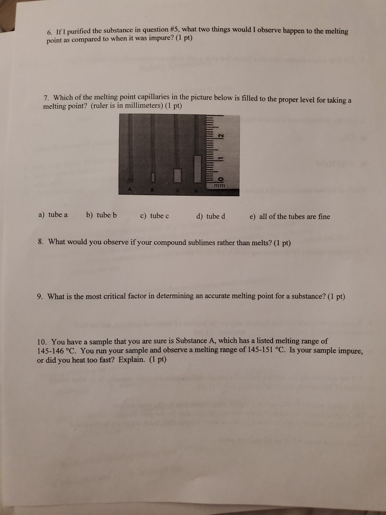 Solved Melting Points Pre Lab Questions 1 List Four Chegg Solved Melting Points Pre Lab Questions 1 List Four Chegg
