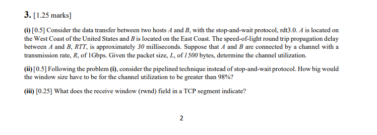 Solved 3. [1.25 ﻿marks](i) [0.5] ﻿Consider the data transfer | Chegg.com