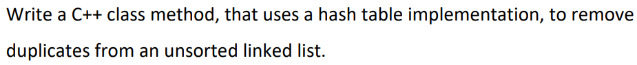Solved Write a C++ class method, that uses a hash table | Chegg.com