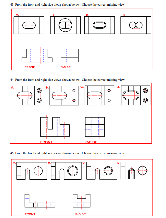 Solved 43. From the front and right side views shown below. | Chegg.com