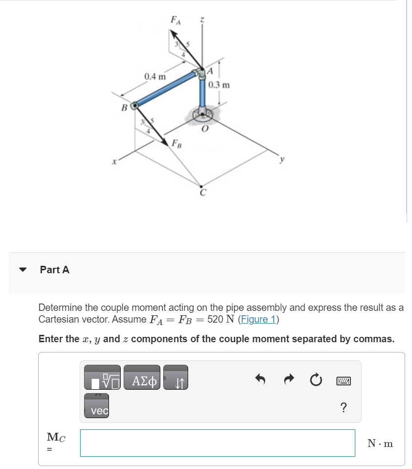 Solved Determine The Couple Moment Acting On The Pipe | Chegg.com