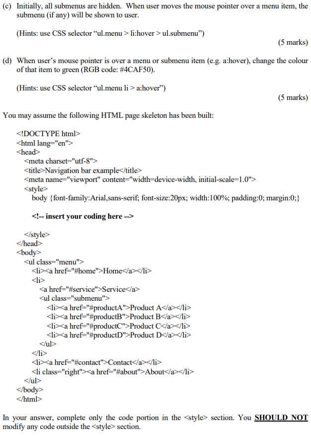 Solved Navigation bar (or menu) is a common and useful UI | Chegg.com
