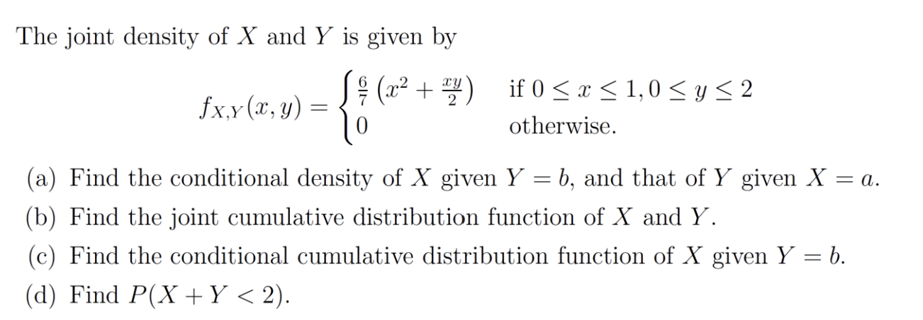 Solved The joint density of x ﻿and Y ﻿is given | Chegg.com