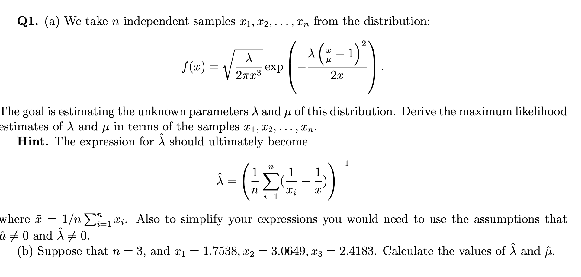 Q1 A We Take N Independent Samples 21 22 Chegg Com