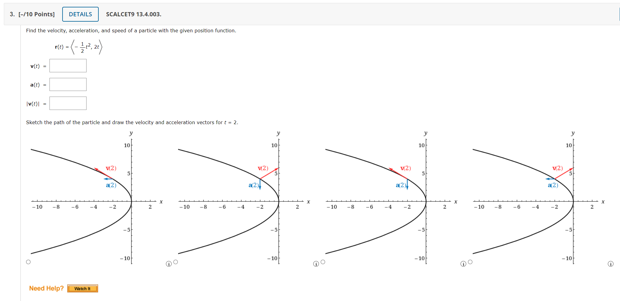 Solved find the velocity acceleration and speed of a chegg