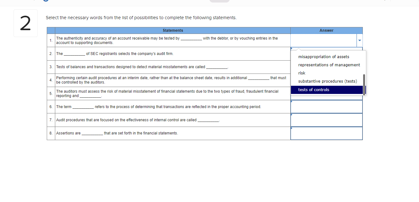 Solved Select the necessary words from the list of | Chegg.com