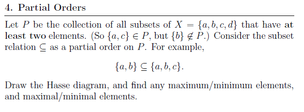 Solved 4. Partial Orders Let P be the collection of all | Chegg.com