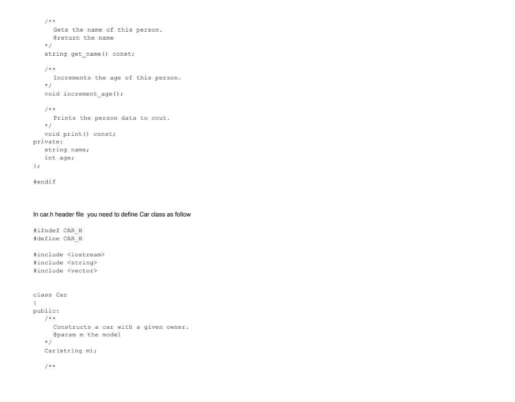 Solved Exercise P7.2 Implement a class Person with two | Chegg.com