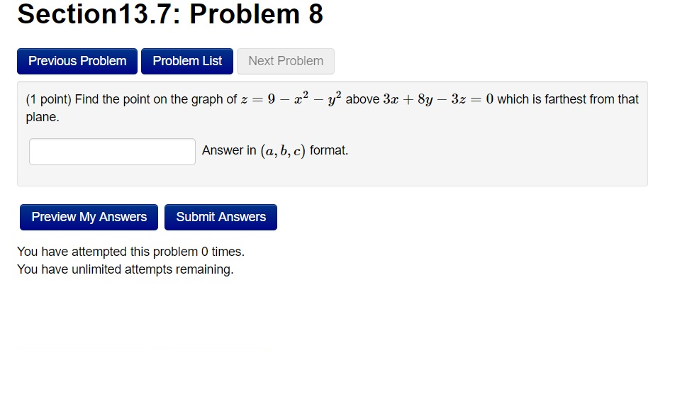 Solved Section 13.7: Problem 8 Previous Problem Problem List | Chegg.com