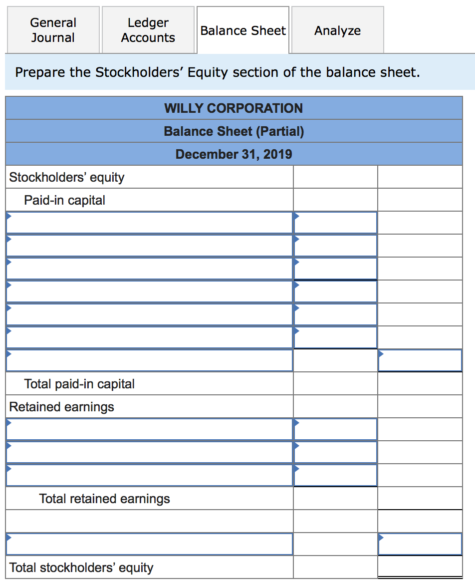 The Stockholders’ Equity Section Of The Balance Sheet | Chegg.com