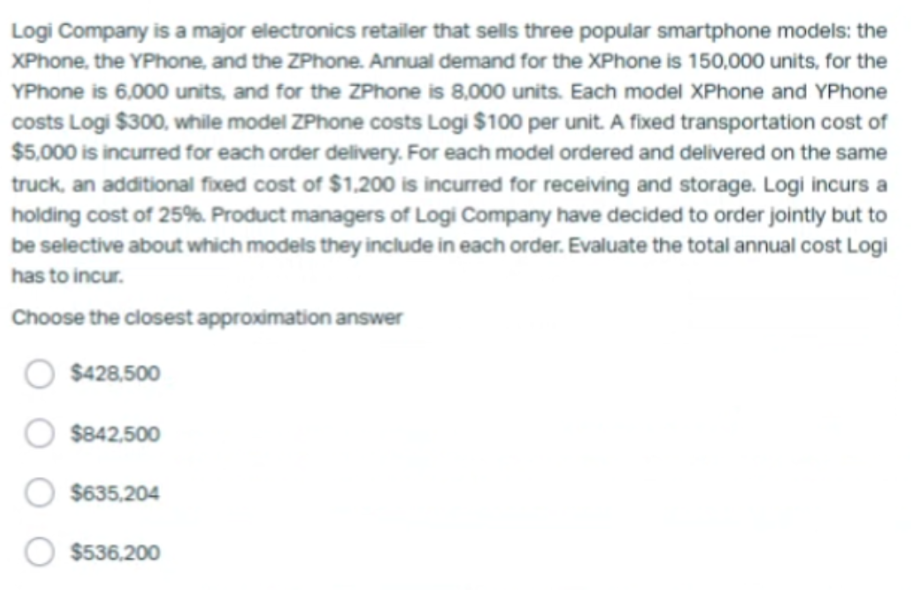 Solved Logi Company is a major electronics retailer that