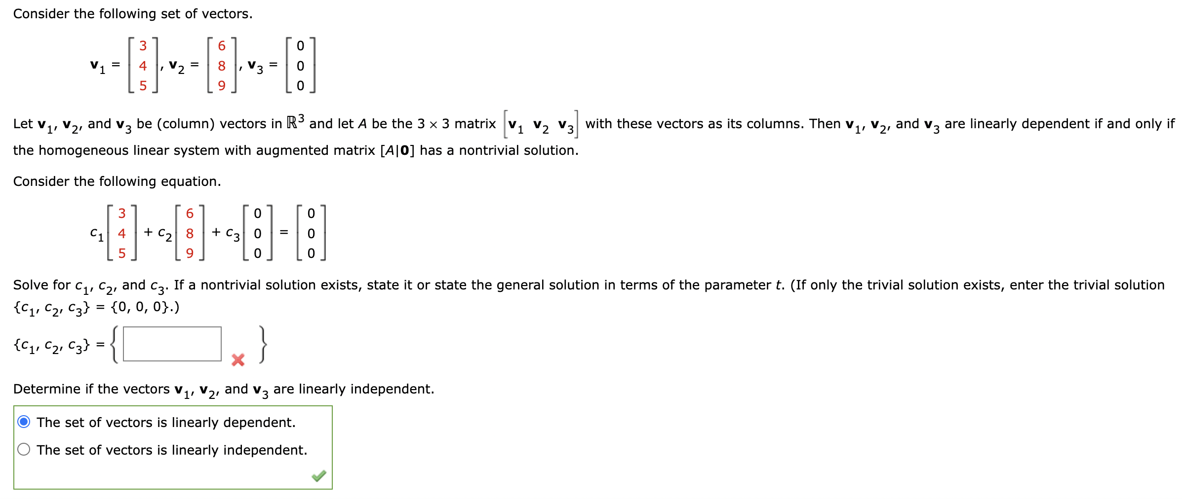 Solved Consider the following set of vectors. | Chegg.com