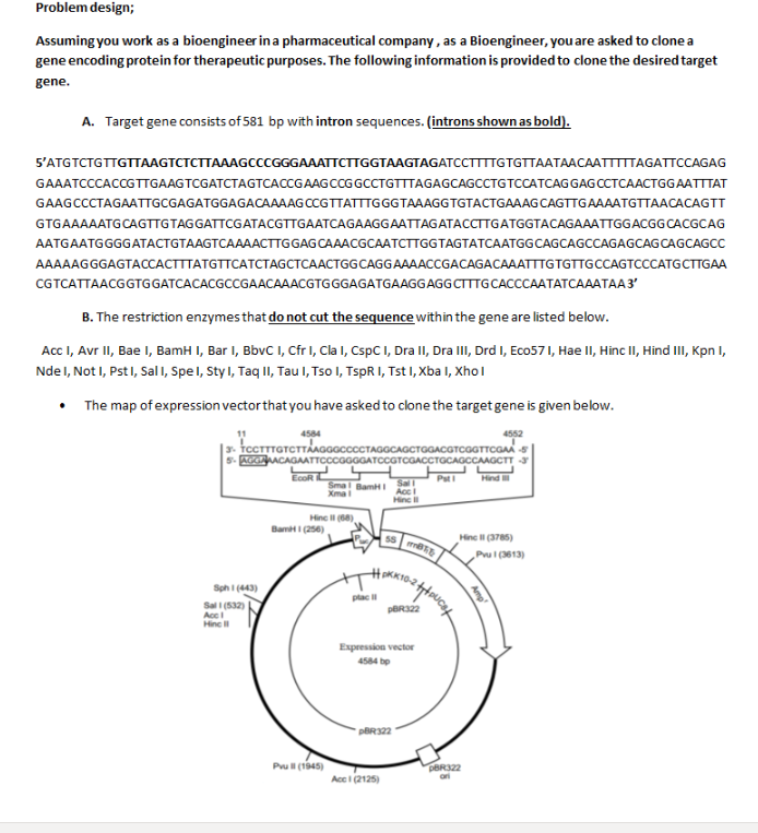 Solved Problem Design; Assuming You Work As A Bioengineer In | Chegg.com