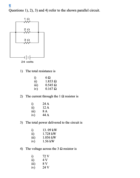 Solved 1 Questions 1), 2), 3) and 4) refer to the shown | Chegg.com