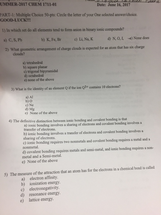 Solved In which set do all elements tend to form anion in | Chegg.com