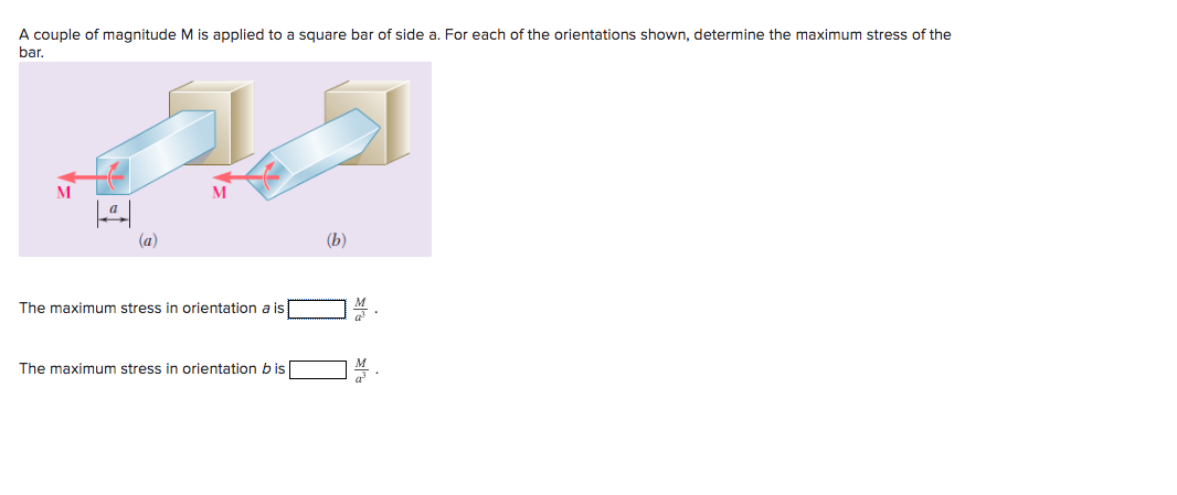 Solved A couple of magnitude M is applied to a square bar of | Chegg.com
