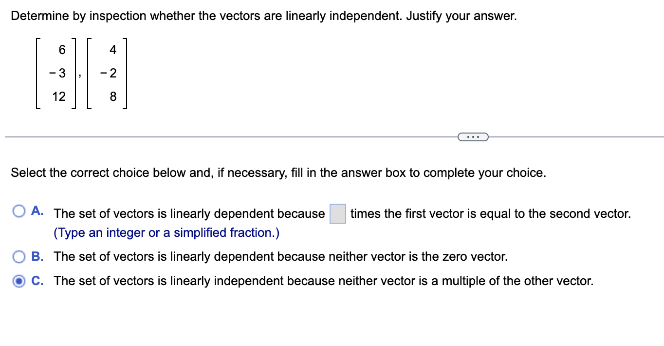 solved-determine-by-inspection-whether-the-vectors-are-chegg