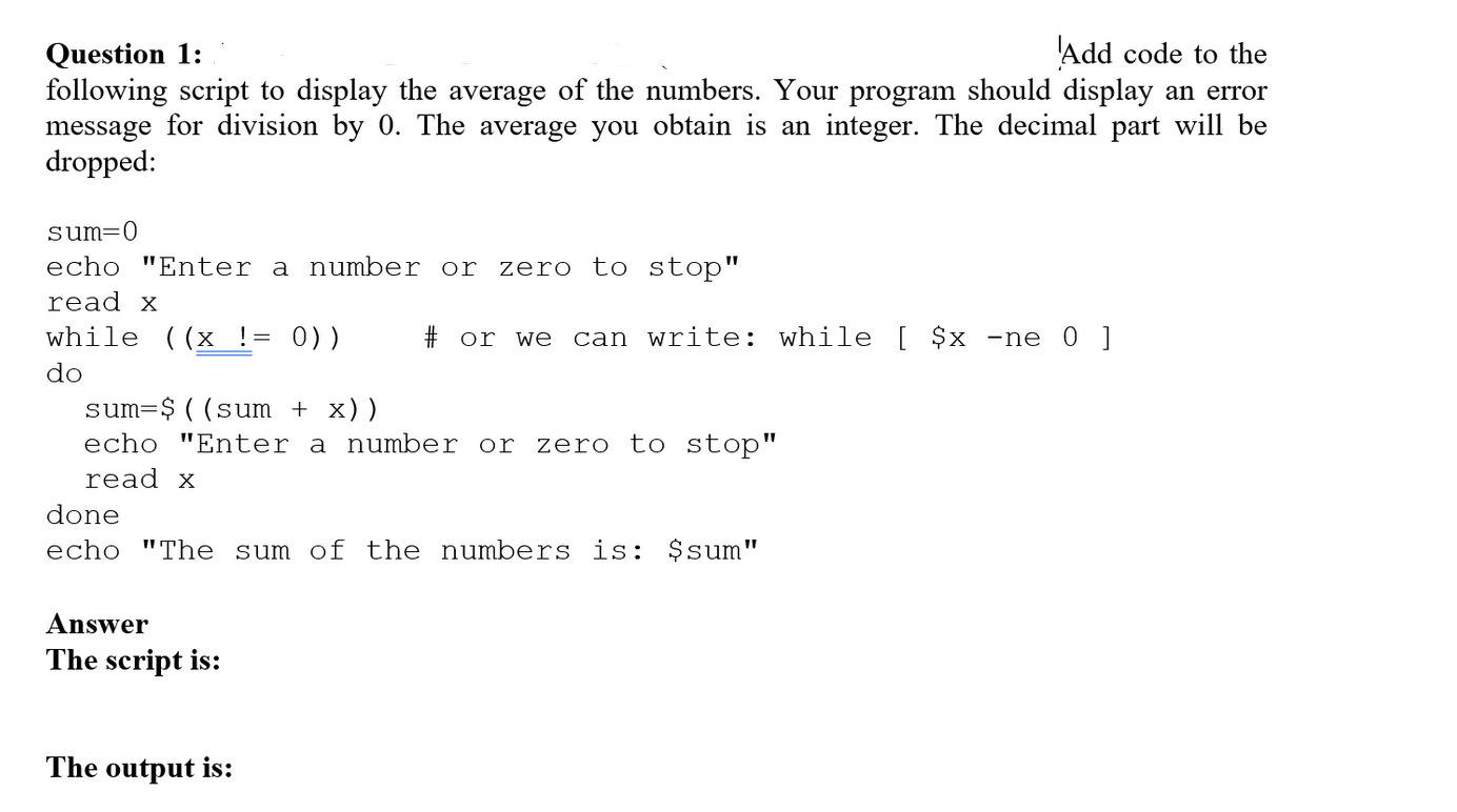 Solved Add code to the Question 1 following script to | Chegg.com