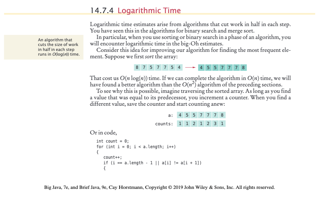 14.7.4 Logarithmic Iime An algorithm that cuts the | Chegg.com