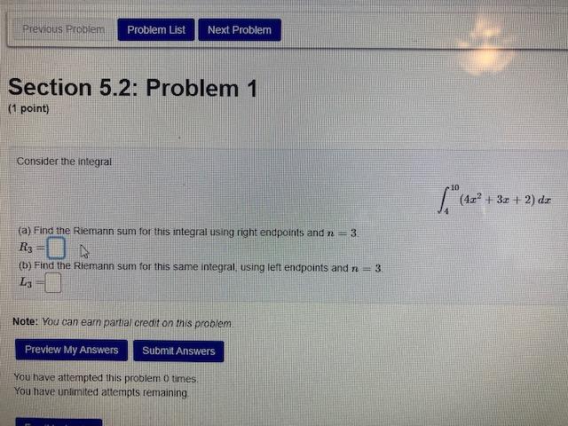 Solved Previous Problem Problem List Next Problem Section | Chegg.com