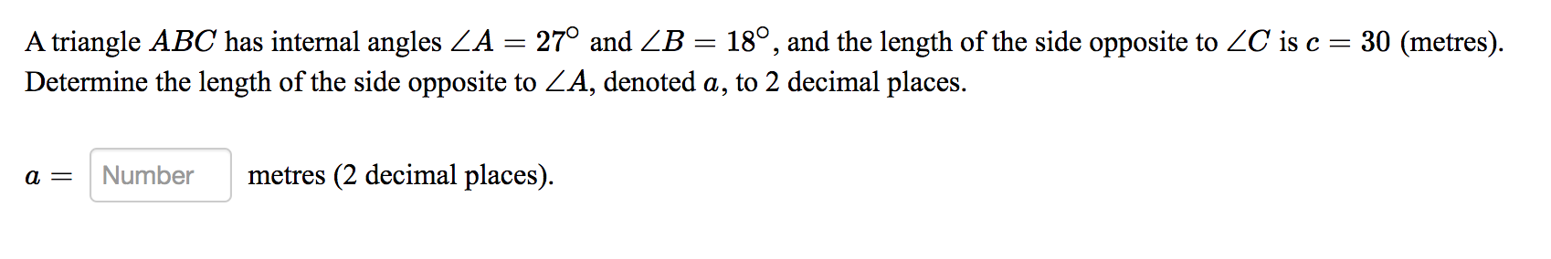 Solved = 280. Determine the internal angles of the triangle | Chegg.com