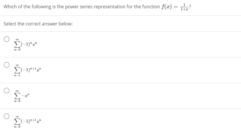 Solved Which of the following is the power series | Chegg.com