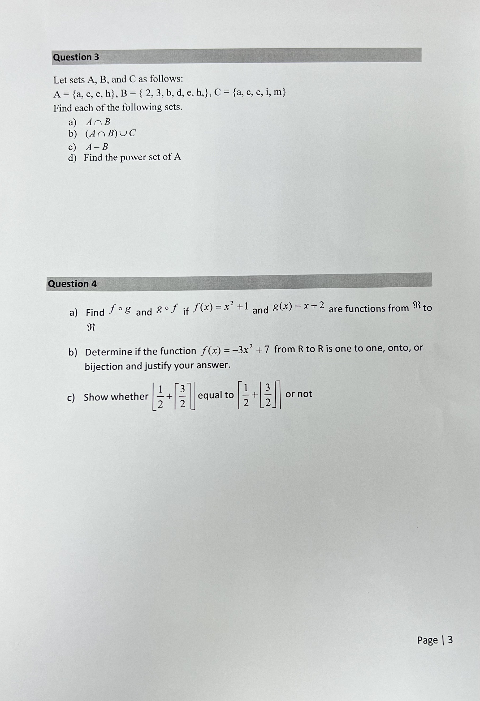 Solved Let sets A,B, and C as follows: | Chegg.com