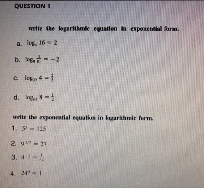 Logarithmic to exponential on sale form calculator