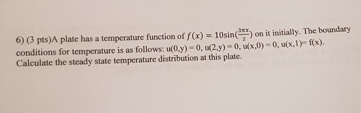 Solved 6) (3 pts) A plate has a temperature function of f(x) | Chegg.com