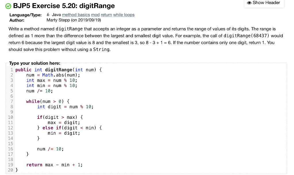 Solved 2. (25 points) Submit Chapter5.java with methods | Chegg.com