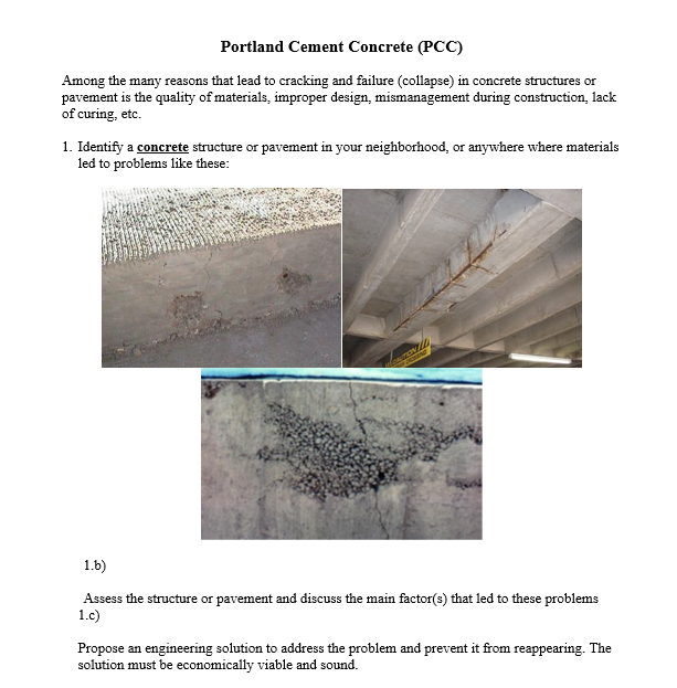 Solved Portland Cement Concrete (PCC) Among the many reasons | Chegg.com