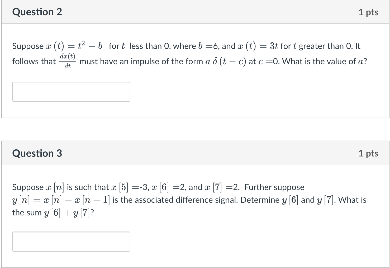 Solved Suppose x(t)=t2−b for t less than 0 , where b=6, and | Chegg.com