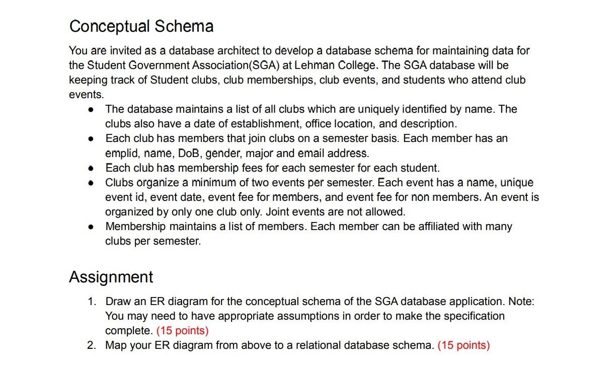 Solved Conceptual Schema You are invited as a database | Chegg.com