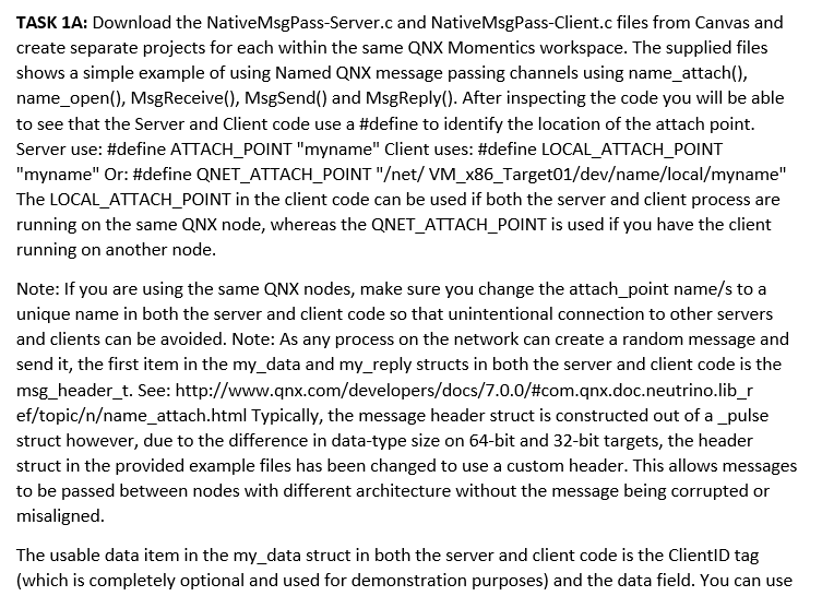 QNX Native Interprocess Communication (IPC) Named