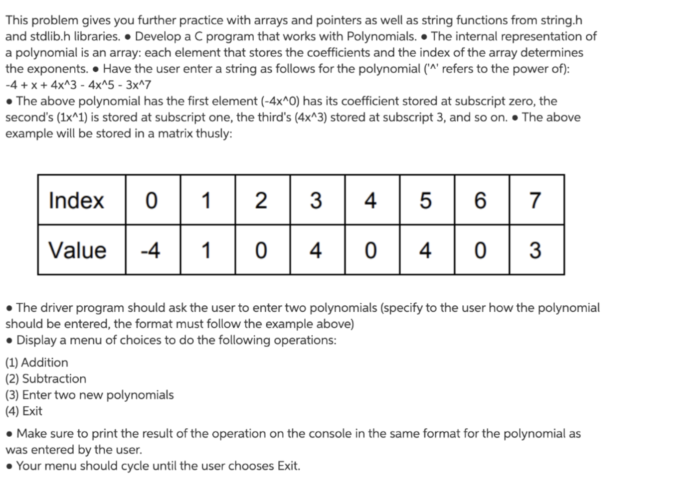 This problem gives you further practice with arrays | Chegg.com