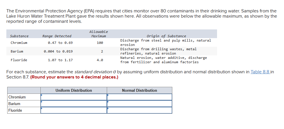 Solved The Environmental Protection Agency (EPA) Requires | Chegg.com