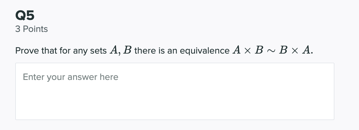 Solved A×B∼B×A | Chegg.com