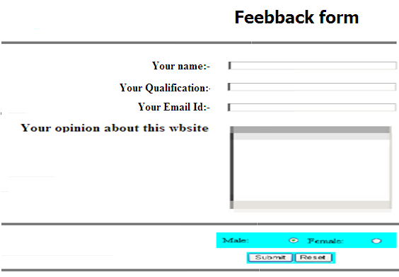 Solved Q: design Feedback page using html and | Chegg.com