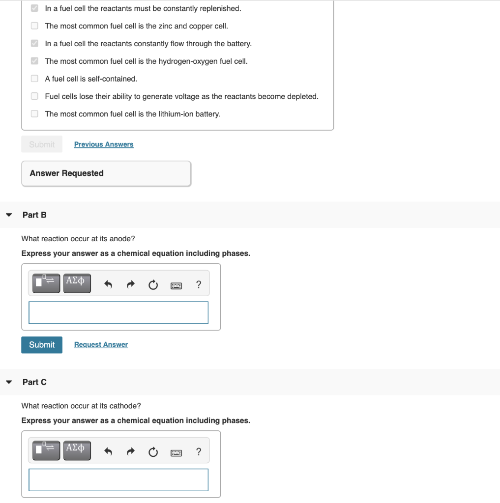 In a fuel cell the reactants must be constantly