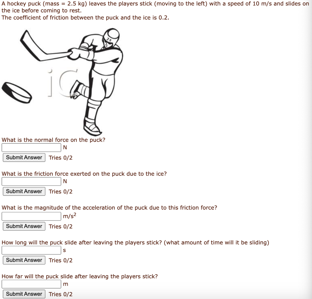 Solved A hockey puck (mass =2.5 kg ) leaves the players
