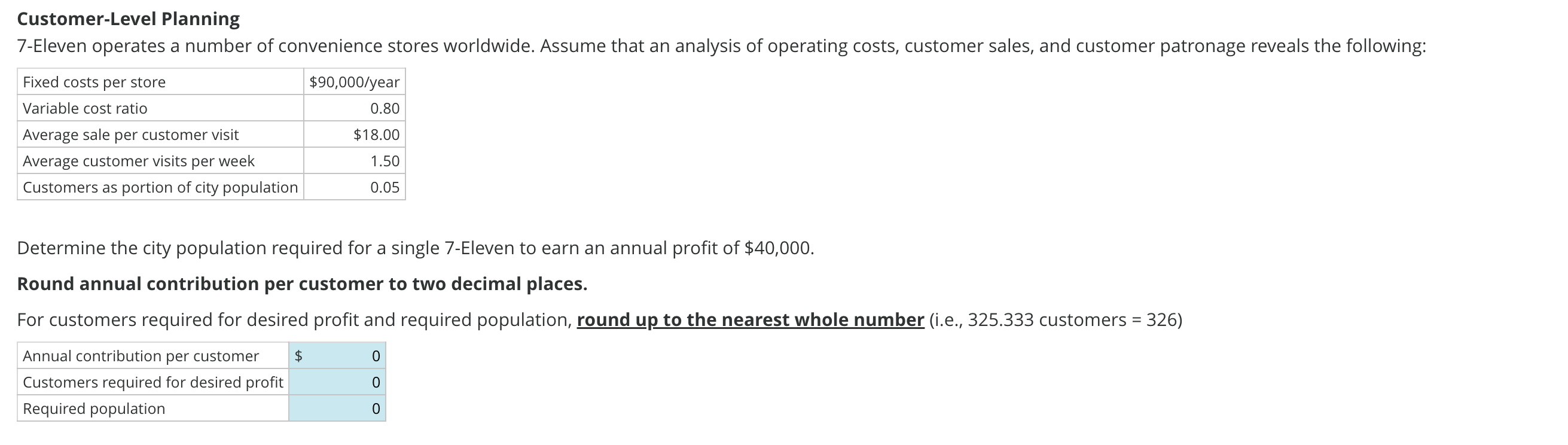 Solved Determine the city population required for a single