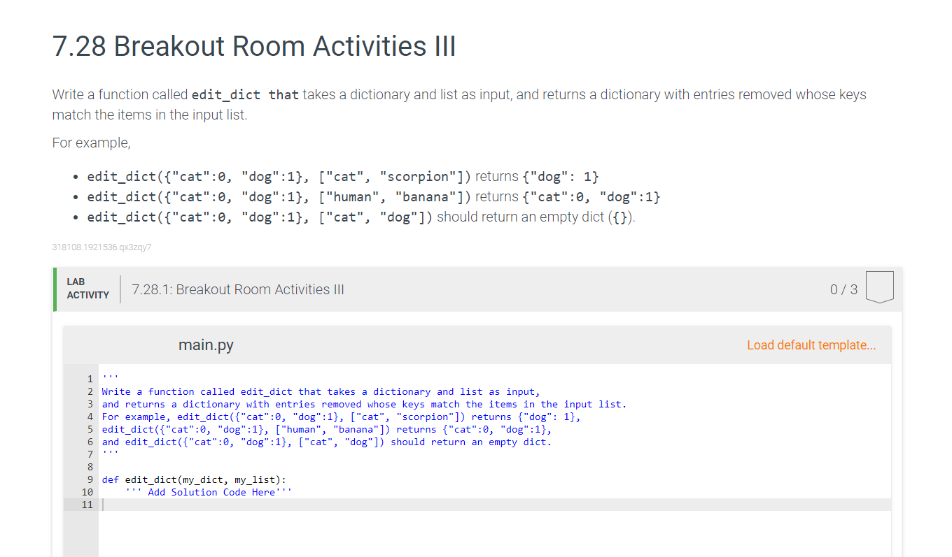 Solved 7.28 Breakout Room Activities III Write a function | Chegg.com