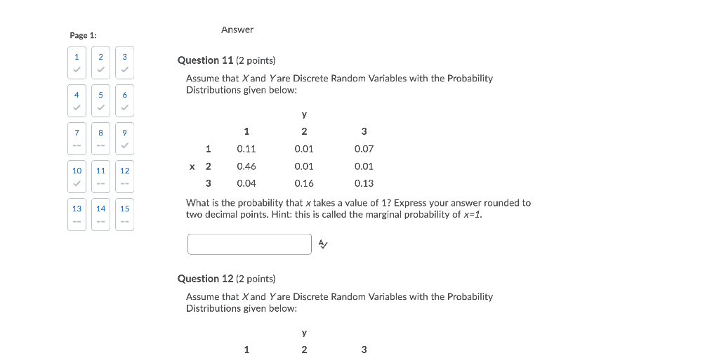 Solved Answer Page 1: 1 2 3 Question 11 (2 points) Assume | Chegg.com