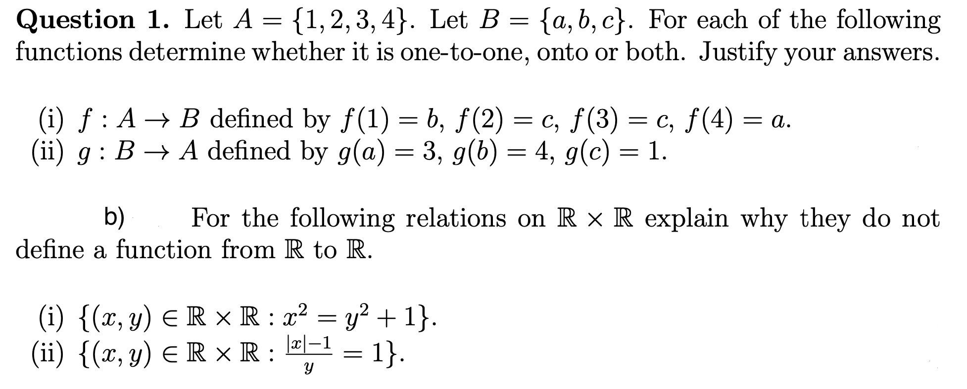 Solved Question 1. Let A = {1,2,3,4}. Let B = {a,b,c}. For | Chegg.com