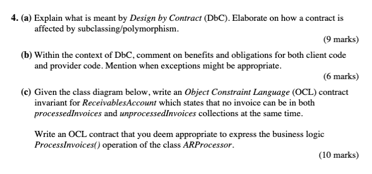 Solved 4. (a) Explain What Is Meant By Design By Contract | Chegg.com