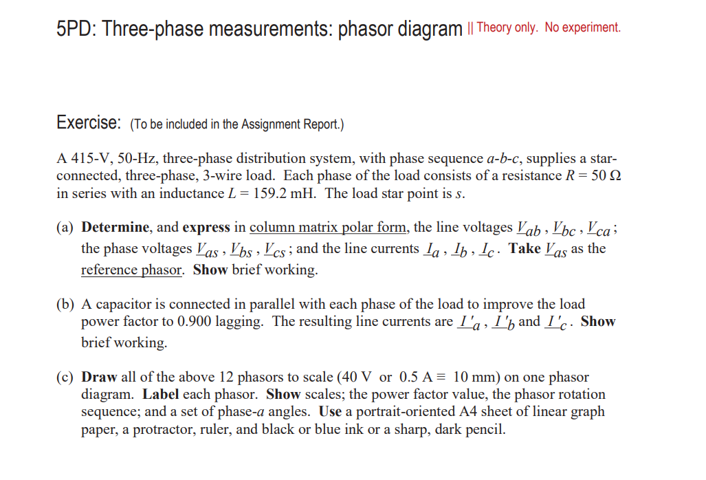 Solved 5PD: Three-phase measurements: phasor diagram || | Chegg.com