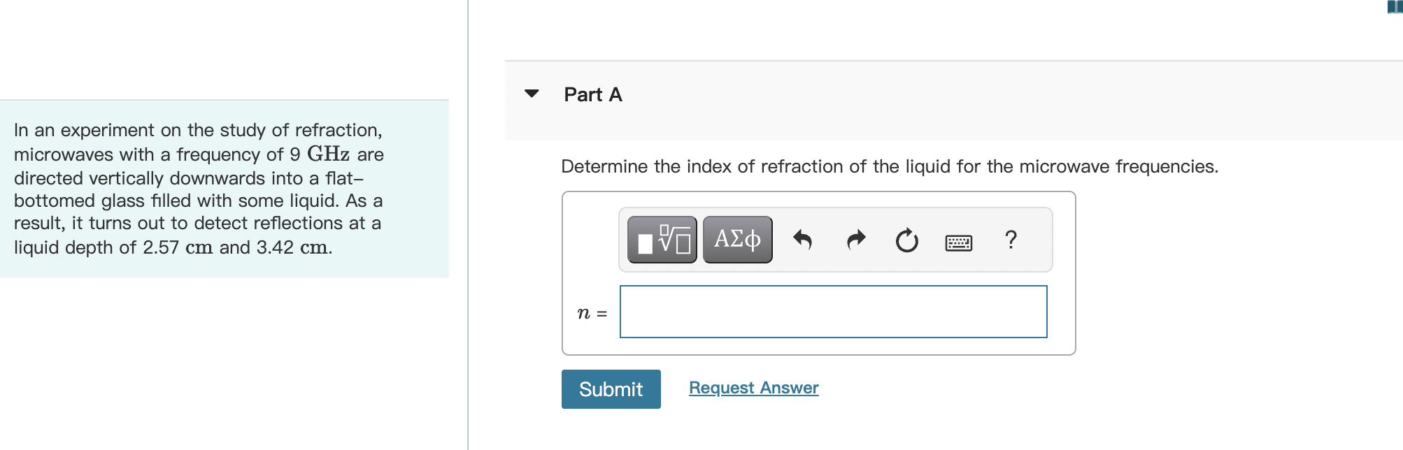 Solved In an experiment on the study of refraction, | Chegg.com