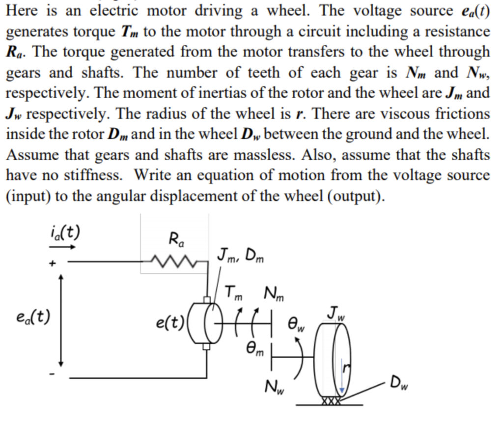 Solved Here is an electric motor driving a wheel. The | Chegg.com