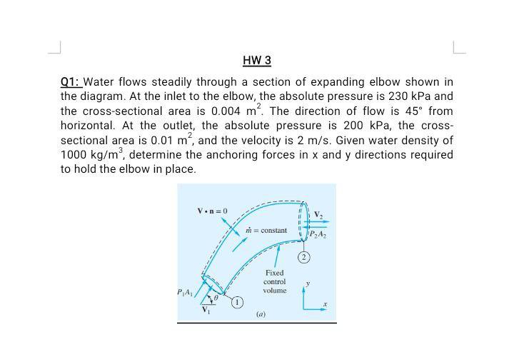 Solved HW 3 Q1: Water flows steadily through a section of | Chegg.com