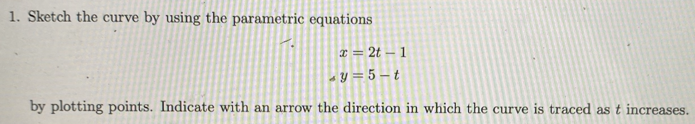 Solved 1. Sketch the curve by using the parametric equations | Chegg.com
